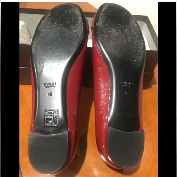 GUCCI Red Salandia Peep Toe Flats Size 40 (US 10) - Picture 6 of 9